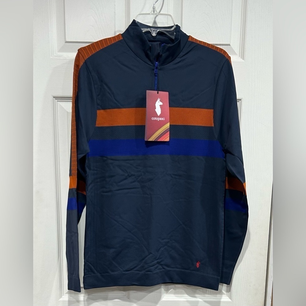Cotopaxi Men's Medium Debajo Seamless Baselayer Quarter-Zip Ink Stripes NWT